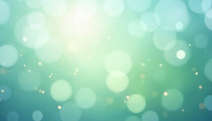 Aufkleber - Abstract background with blue and green bokeh effect. Spring season, fresh eco concept. Illustration with circles and flashes, blur, soft glow. Bright colors, light, decoration, sparkle.