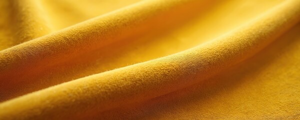 Aufkleber - Closeup view of yellow suede textile. Soft, velvet surface with a warm, golden hue. Luxurious material texture. Ocher, mustard color. Ideal for fashion, design, upholstery.