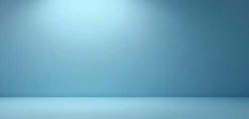 Poster - Blue empty room studio background. Gradient used for product display presentation. Clean simple minimalist interior with soft light. Space for text. Empty wall with floor. For product showcase, web