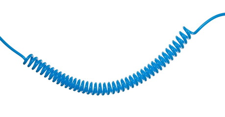 Blue spiral wire plastic isolated white background 