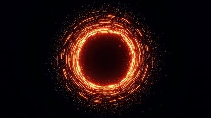 Poster - Bright glowing concentric circles with particle streams. Abstract light tunnel with sparks. Futuristic background animation.
