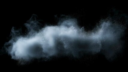 Poster - Dynamic explosion of dust particles and smoke. Abstract cloud of powder with glitter. Modern effect for design and motion graphic.