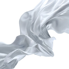 Poster - Silver silk fabric swirls and flows, isolated on transparent background