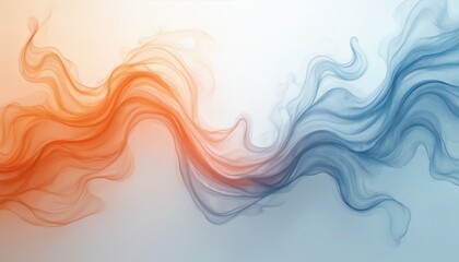 Poster - Abstract digital illustration of flowing orange, blue smoke. Modern design suitable for websites, social media, wall art, covers, posters, cards, banners. Vibrant design. Illustration features