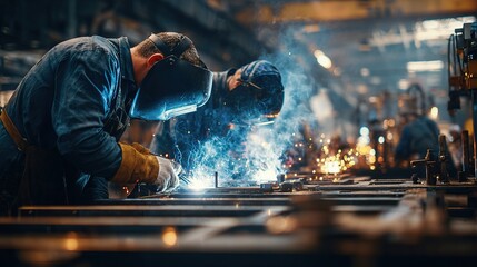Poster - Professional Portrait of Engineers Working in Industrial Environment