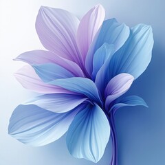 Aufkleber - Abstract floral illustration with bright blue and lavender colors. Dynamic design features delicate petals, creating beautiful spring or summer artwork for prints, fabric, decor, wallpapers.
