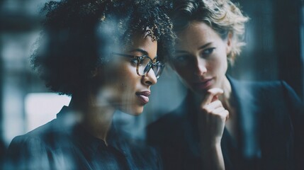 Poster - Businesswomen Collaborating and Brainstorming in a Modern Office