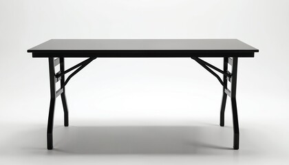 Aufkleber - Black folding table on white backdrop. Design suitable for various uses. Modern desk isolated with blank top. Perfect for presentations advertising mockups. Empty space for product display.