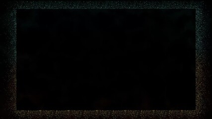 Wall Mural - flickering glitter rectangle square frame portal with sparkles and glitter particles on black backgr
