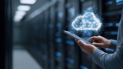 Poster - Cloud Computing Concept with Mobile Tablet in Data Center Environment