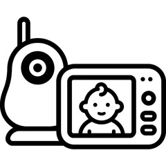 Fototapete - Minimalist baby monitor icon design