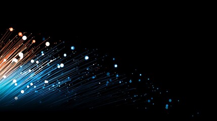 Poster - Abstract lines with glowing spheres on black