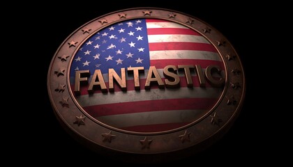 Poster - American Flag Emblem with Fantastic Theme Design