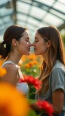 Poster - Two women standing side by side, friendship and companionship