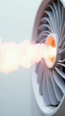 Poster - Close-up of a jet engine with smoke emitting from the exhaust