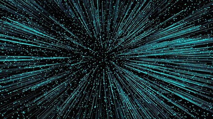 Poster - Cyan particle streams on a dark background