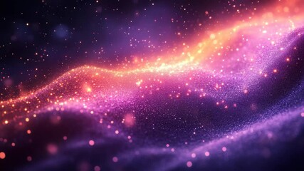 Poster - In a breathtaking cosmic display, shimmering hues of purple, orange, and gold flow gracefully, resembling waves of light in a boundless expanse.