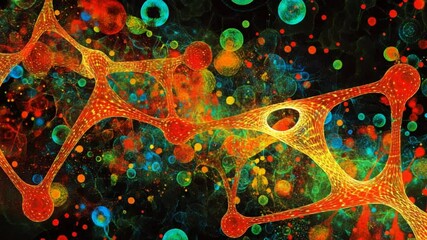 Poster - Abstract digital render with vibrant colors for design and visualization, network