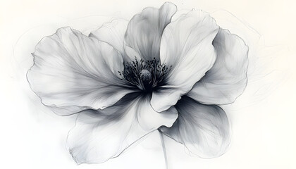Poster - delicate sketch of a flower in gray