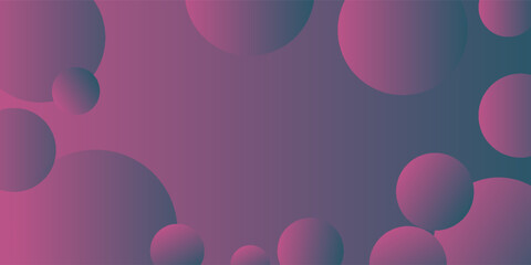 Poster - Abstract bubbles, gradient background between pink and navy blue. Infinity space with a harmonious blend of colors. Presentation mock up for your product. Interior 3d render.