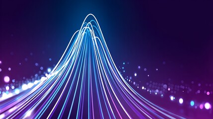 Poster - Abstract light waves digital purple glow