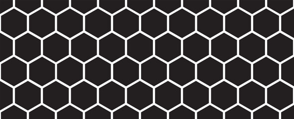 Poster - Dark hexagon abstract technology background white colored bright flashes under hexagon. Hexagonal gaming vector tech illustration black abstract background.