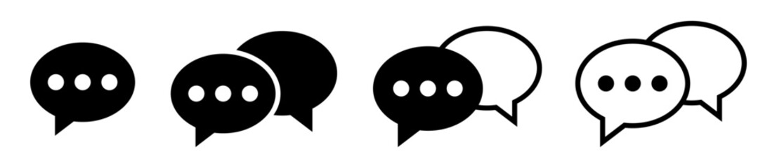 Fototapete - Chat icon set vector speech bubble symbol in black and white color.