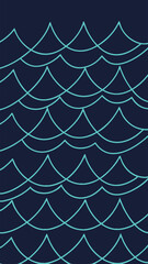 Poster - Abstract deep ocean wave pattern with glowing blue grid aesthetic design elements