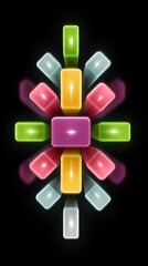 Poster - Abstract Kaleidoscope Pattern with Glowing Rectangles