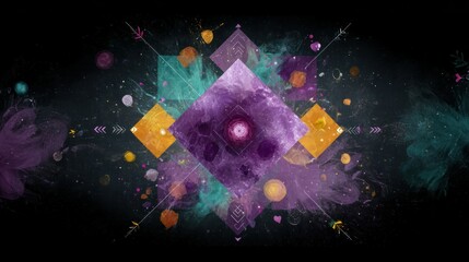 Poster - Abstract Neon Arrows and Lines Kaleidoscope