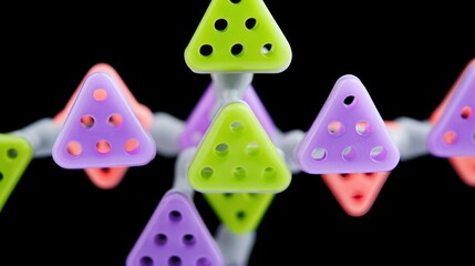 Poster - Abstract Neon Geometric Pattern with Colorful Triangles