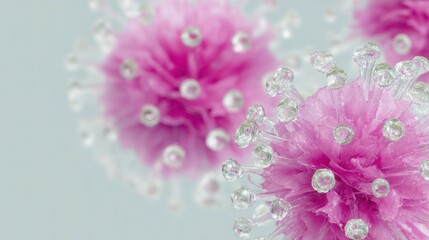 Poster - Abstract Pink Virus Illustration with Glitter and Crystal Texture