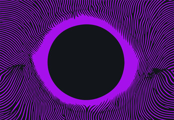 Aufkleber - Abstract vector art of black and purple wavy lines radiating from a central black circle, utilizing a modern op-art style that’s currently popular in digital and graphic design trends.