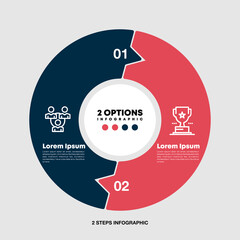 Poster - Vector circle arrows puzzle infographic, cycle diagram, presentation chart. Business concept with 2 options, parts, steps, processes. Vector Eps