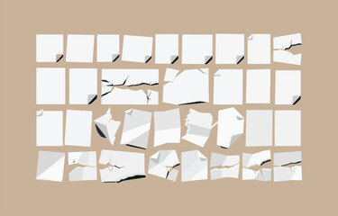 Poster - Scattered White Paper Sheets A Minimalist Illustration of Organization Destruction and Creative Process on a Beige Background