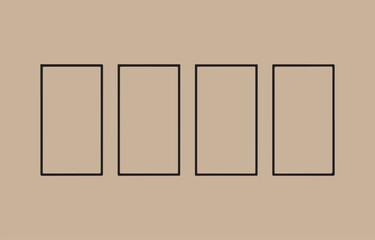 Poster - Four Black Rectangular Frames Aligned Horizontally on a Tan Background Creating a Simple and Minimalist Abstract Design