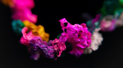 Poster - Abstract multicolored organic shapes on dark backdrop