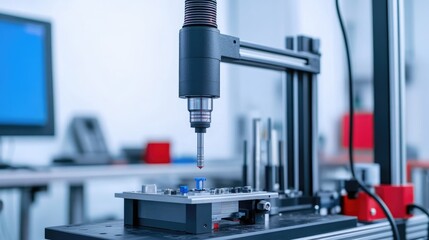 Poster - Electronics testing station in a manufacturing line ensuring component performance and reliability
