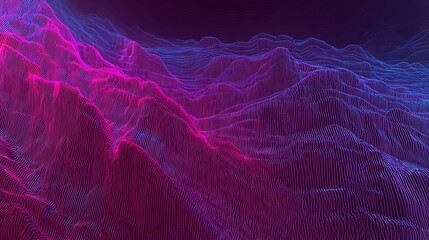 Poster - Abstract topographic landscape with vibrant neon hues