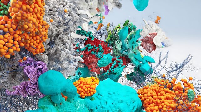 Colorful abstract organic structures and shapes