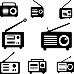 vector set of radio icon, radio vector thin line icon, radio icon vector logo template, radio icon s