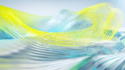 Poster - Abstract yellow and blue layered wave