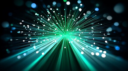 Poster - Abstract green light trails explosion effect