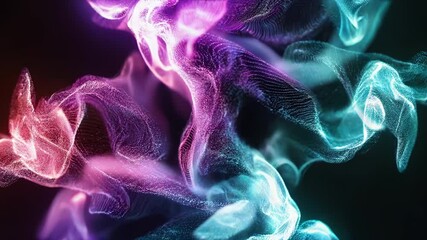 Aufkleber - Mesmerizing Abstract Particle Flow Animation with Vibrant Colors on Black Background