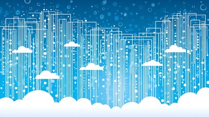 Poster - Abstract futuristic city with cloudscape layers