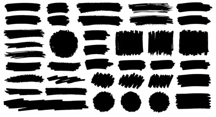 Poster - versatile black ink brush strokes design elements for artistic projects and digital designs
