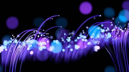 Poster - Abstract glowing fiber optics on dark