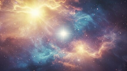 Wall Mural - bright star shines in colorful nebula. beautiful cosmic light and space dust creates a stunning gala