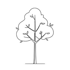 Poster - Silhouette of the Tree in nature: A simple monochrome silhouette depicts a tree with delicate branches and leaves, evoking a sense of peace and the interconnectedness of life.