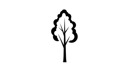 Fototapete - Tree Illustration: An elegant illustration of a stylized tree, rendered in bold black lines against a backdrop. conveying simplicity and natural beauty.